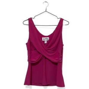 Joseph Ribkoff Hot Pink Barbie V-Neck Ruched Camisole Tank Top Size 8